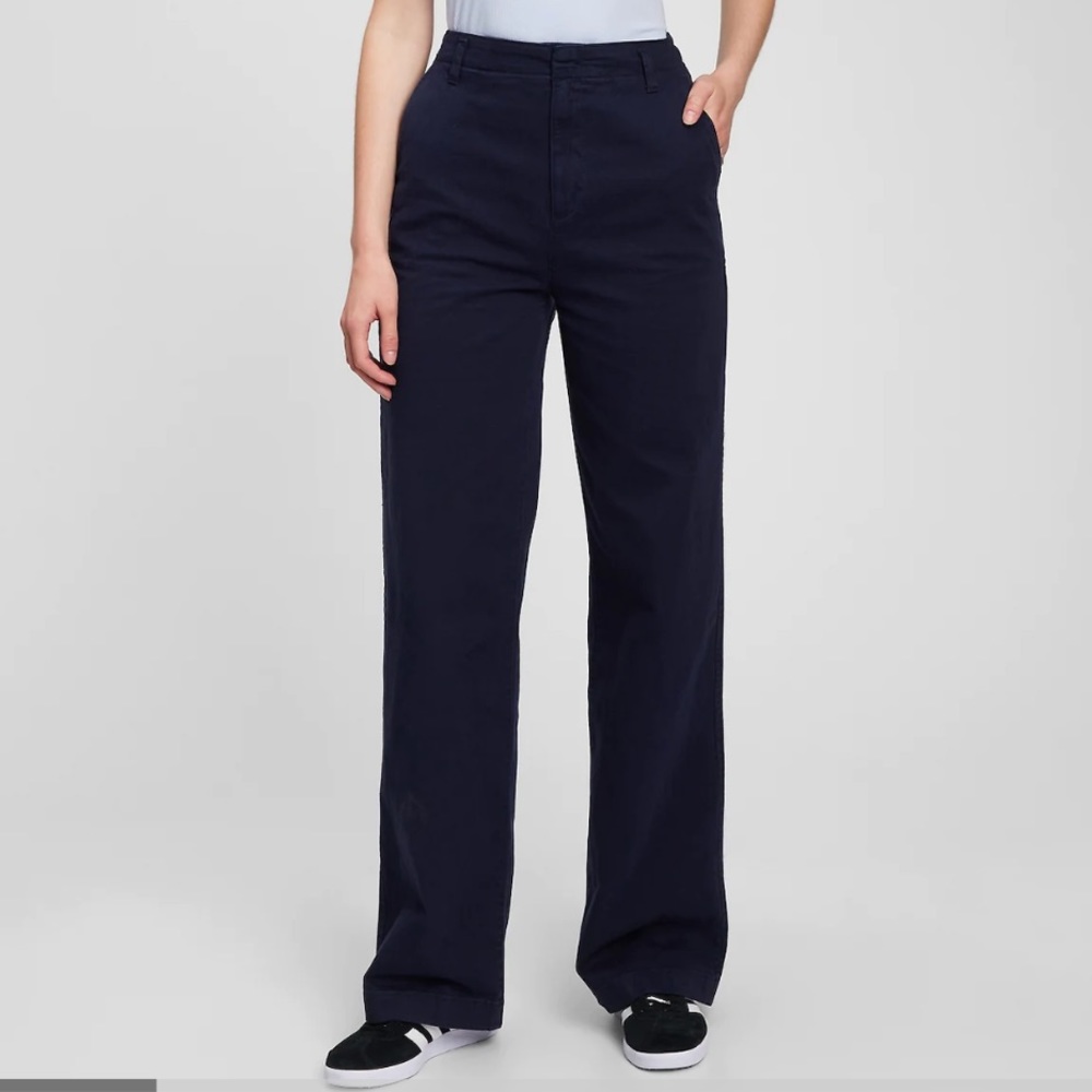 Gap flare navy khaki wide leg pants